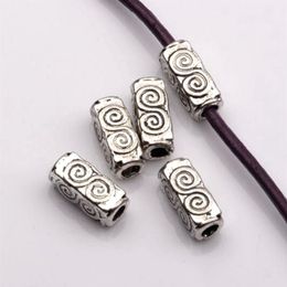 silver making UK - 100Pcs Antique silver Alloy Swirl Rectangle Tube Spacers Beads 4.5mmx10.5mmx4.5mm For Jewelry Making Bracelet Necklace DIY Accesso259S