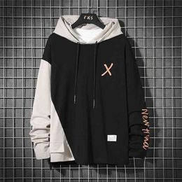 Japan Style Casual O-Neck Spring Autumn Striped Hoodie Sweatshirt Men'S Thick Fleece Hip Hop High Streetwear Clothes 210924