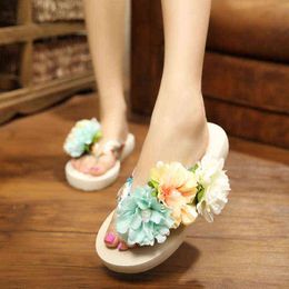 Children'S Slipper Flip-Flops Shoes Summer Kids Girls Sandals Child Fashion Beach Slippers With Flower Vacation Shoes G220418
