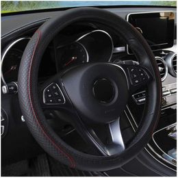 Steering Wheel Covers Car Cover Skidproof Auto Steering- Anti-Slip Universal Embossing Leather Car-stylingSteering CoversSteering
