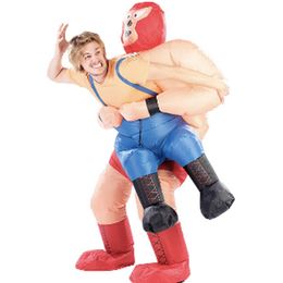 Mascot doll costume New Inflatable Wrestler Costume Halloween Costumes For Adult Party Costume For Men Wrestling Inflatable Kits Car