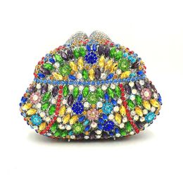 Evening Bags Elegant Women Party Colorful Handbag Diamonds Luxury Clutches Small Wallet Crystal Purses Bridal Wedding PursesEvening