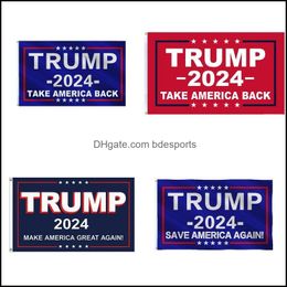 Banner Flags Festive Party Supplies Home Garden 2024 Presidential Us Flag General Election Campaign For Save America Again Banners 90X150C