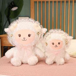 1Pc 3040Cm Beautiful Wedding Lamb Plush Toys Kawai Sheep Alpaca Pillow Stuffed Soft Animal Dolls Valentine's Gift For Baby Girls J220729