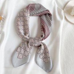 brown tartan scarf UK - Luxury Designer Grid Letters Scarves Silk Headband for Women Fashion Long Handle Bag Shoulder Luggage Ribbon Head Wraps