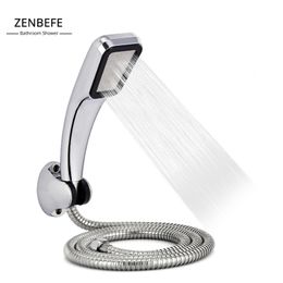 ZENBEFE 3 Pcs/Set 300 Water Saving Nozzle Holes High Pressure Rainfall Shower Head With Holder And Hose 220401