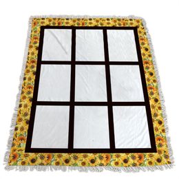 Sublimation White Blank Sunflower Blanket 9&15&20 Panels Heat Transfer Soogan 1.25*1.5m Carpet Square Blankets 49*59inch Theramal Transfer Printing Quilt A12