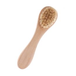 Face Cleansing Brush for Facial Exfoliation Natural Bristles Dry Brushing Scrubbing with Wooden Handle