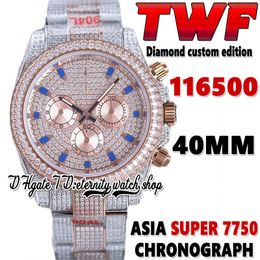 2022 TWF V3 bf116505 ETA 7750 SA7750 Chronograph Automatic Mens Watch jh116595 Diamond inlay Dial 904L Steel Iced Out Diamonds Two Tone Bracelet eternity Watches