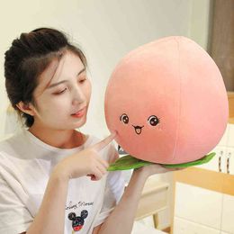 Cm Cute Peach Plush Toy Beautiful Stuffed Soft Fruit Dolls Simulation Cushion Sofa For Children Girls Gifts J220704