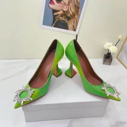 2022 high quality dress shoes genuine leather pointed toe rhinestone sandals luxury designer ladies candy solid Colour jelly shoes large size 35-42