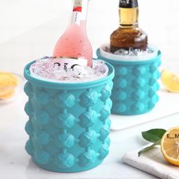 Portable 2 in 1 Large Silicone Ice Cube Mould Maker Tray Bucket Wine Ice Cooler Beer Cabinet Kitchen With Lids Beverage Frozen GCB14972