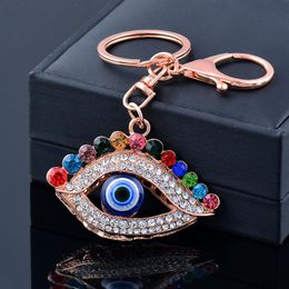 Keychains Trend Animal Evil Eye Rose Gold Colour Keychain Colourful Cubic Zirconia Key Ring Jewellery 2022 Arrival YS001 SSPKeychains