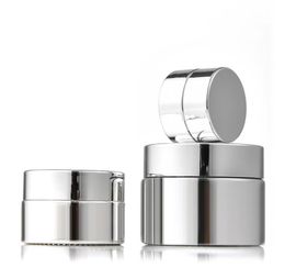 Silver Plated glass cosmetic jars Cream bottles 5g 10g 15g 20g 30g 50g lip balm cream containers SN4466