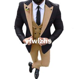 Custom-made One Button Men Suits Peak Lapel Groomsmen Groom Tuxedos Wedding/Prom/Dinner Man Blazer Jacket Pants Tie Vest M90