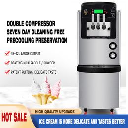 Soft Ice Cream Machine Commercial Automatic Large Capacity Sugar Cone High Bulking Fresh-Keeping Precooling Double Compressor