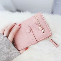 Wallets Wallet Zipper Two-fold Coin Purse Korean Version Ins Wild Solid Colour Student Large-capacity Buckle Portable Mini Ladies WalletWalle