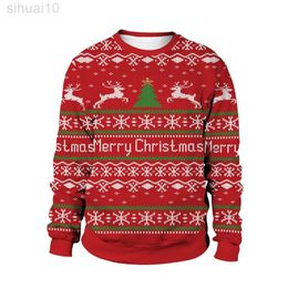 Men Women Hilarious Xmas Sweater 3D Christmas Tree Snowflakes Reindeer Printed Autumn Winter Christmas Jumper Holiday Sweatshirt L220801