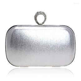 Evening Bags Finger Ring Diamonds Women Bag Simple Chain Shoulder Handbags Mixed Crystal Wedding Clutch YM1015Evening