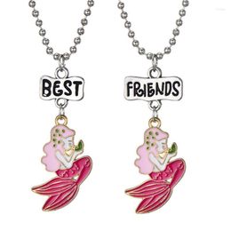 Pendant Necklaces 2022 Friendship Jewellery Mermaid Necklace Girl Friends For Kids Party BFF Children's Day Gift