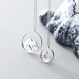 Pendant Necklaces Sole Memory Couple Romantic Sweet Gift Ocean Mountain Vows Silver Color Clavicle Chain Female Necklace SNE484Pendant