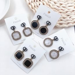 Dangle & Chandelier Retro Minimalist Square Earrings Black Stud Exaggerated Cold Wind Fashion Earring For Women Opening Accessories