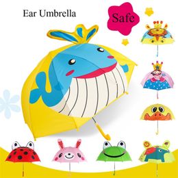 3D Ear Animal Umbrella Kids Forg Umbrellas Butterfly Girl Umbrella Cute Cartoon Children Umbrellas For Boy Birthday Drop 220707