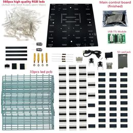 Integrated Circuits electronic diy kit NEW 3D 8 8x8x8 RGB/Colorful led cubeeds kit with Excellent animations Christmas Gift for SD card