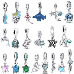 Fashion Women Authentic S925 Sterling Silver Ocean starfish Charms Fit Bracelets 