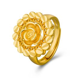 Gold Flower Rings for Women Hand Jewellery Female Wedding Promise Rings Vintage Golden Engagement Ring Ladies Gifts