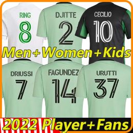 Soccer Jerseys Mls Austin Fc Fans Player Version 22/23 Djitte Driussi Ring Cecilio Fagundez Urutti Football Shirt Men Women Kids