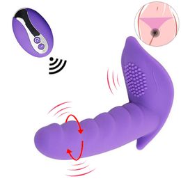 Butterfly Vibrator Wearable Rotating Dildo for Women Adult sexy Toys Wireless Remote Strap On Clitoral Stimulator G-Spot Vagina Beauty Items