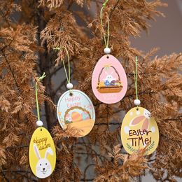 Party Decoration Easter Wood Eggs Chips Hanging Ornaments Wooden Craft Colored Pendants Kids Gift Home DecorationsParty DecorationParty