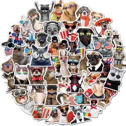 Waterproof sticker 50PCs Funny Animal Stickers for Laptop Phone Case Luggage Skateboard Car Motorcycle Animal Wearing Glasses Kids Vinyl Decals Toy Car stickers