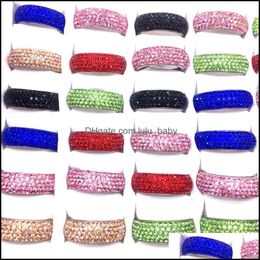Band Rings Jewelry 36Pcs Womens Clay Fl Rhinestone Hand Inlay 5 Row Stainless Steel Fashion Wholesale Mix Dh49D