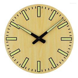 Wall Clocks Simple Luminous Clock Home Decor Wooden 3D Hanging Dark Glowing Up MDF Modern Watches