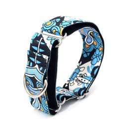 Design Martingale Dog Collar Fabric Print Super Strong Durable Nylon 2 to 3 Wide Necklace LJ201112