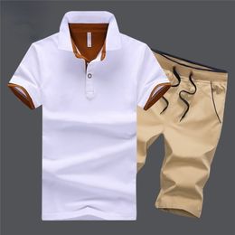Men's Tracksuits Summer Brand Men Sports Sets 2Piece Casual Men Short-sleeve POLO ShirtShorts Running Fitness Suit Male Tracksuit 220826