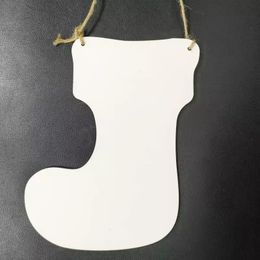 MDF Sublimation Door Hangers Christmas Outdoor Decorations Blank Socks Shape Hanging Ornaments