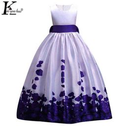 Flower Girls Wedding Dress Summer Children Evening Long Party Dresses Kids Dresses For Girls Vestidos 5 6 7 8 9 10 12 13 14 Year G220428