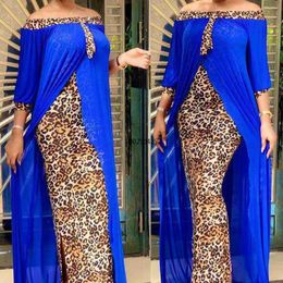 Ethnic Clothing African Plus Size Dress For Women Leopard Print Dashiki Chiffon Long Dresses Turkish Caftan Muslim Abaya Islam GownsEthnic