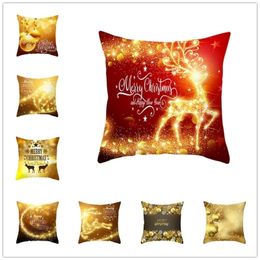 Christmas Decorations Happy Year Xmas Gifts 45x45cm Merry Cotton Linen Pillowcase Home Decor Kerst Natal Y201020