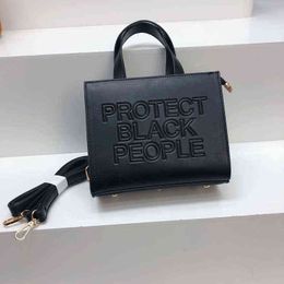 Pu Leather Shopping Borsa a mano Borsa da donna Grande capacità Proteggi Black People Tote Borsa shopper a spalla Donna Y220420