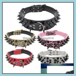Other Dog Supplies Pet Home Garden 2" Wide Sharp Spiked Studded Leather Collars Pitbl Bldog Big Collar Adjustable For Medium Large Dogs Bo