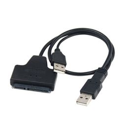 Double USB 2.0 To SATA 22Pin Cables Data Transfer Power Adapter Cable For 2.5 Inch SSD Hard Disc Drive