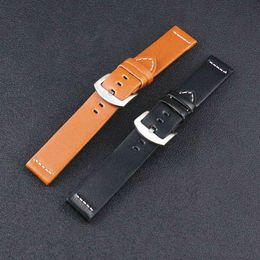 Vintage bands Crazy Horse Leather Big Strap 20mm 22mm Sport Band with Brush Buckle band black brown High Quality G220420