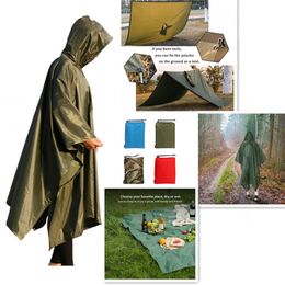 3 In 1 Outdoor Military Raincoat Waterproof Coat Men Women Awning From The Motorcycle Poncho Picnic Mat 220427