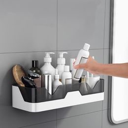 Hooks & Rails WC Shampoo Holder Shower Shelves Wall Mount Kitchen Storage Basket Cosmetic Rack Home Organiser Bath Accessories Bathroom Shel