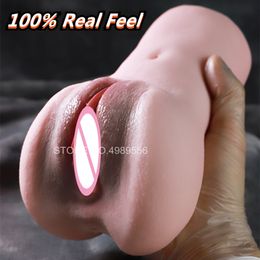 Male Realistic Pussy Masturbators For Men Vagina Real Anal Double Channels sexy Toys Masturbation Cup Adult Store sexydoll