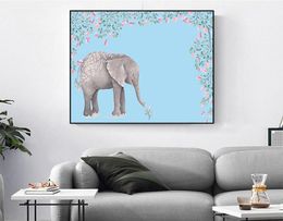 Pop Art Posters Elephant and Flower Paintings Printed on Canvas Prints Pictures For Living Room Art Home Decor C 0646